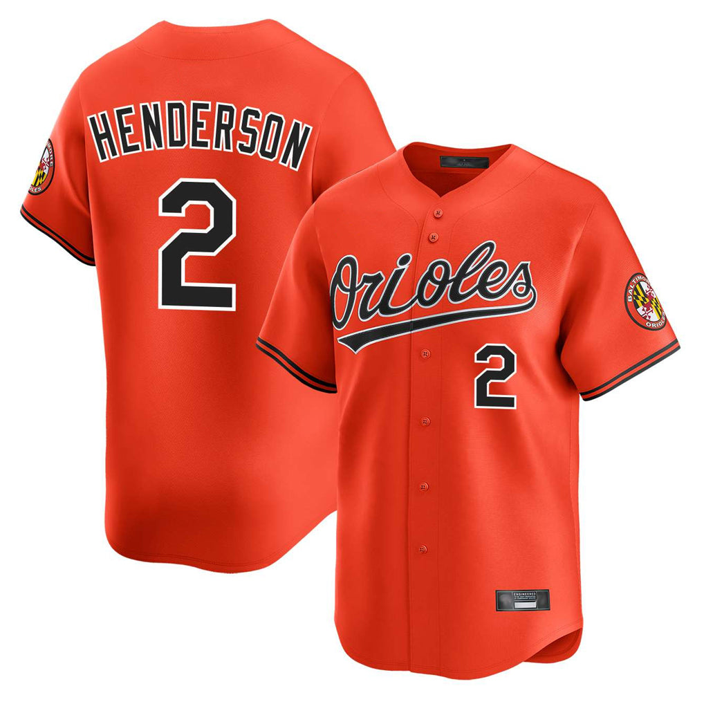 Elroe B.Orioles #2 Gunnar Henderson Player Orange Limited Home Game Stitched Jerseys