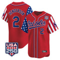 Elroe B.Orioles #2 Gunnar Henderson Player Red USA 250 Independence Day Vapor Premier Limited Home Game Stitched Jerseys