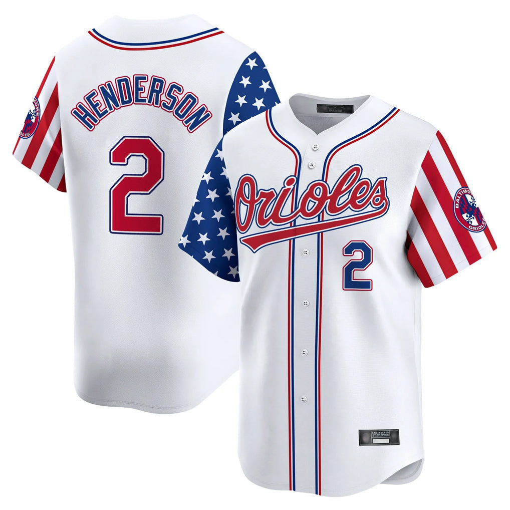 Elroe B.Orioles #2 Gunnar Henderson Player White Independence Day Vapor Premier Home Game Stitched Jerseys