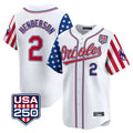 Elroe B.Orioles #2 Gunnar Henderson Player White USA 250 Independence Day Vapor Premier Home Game Stitched Jerseys