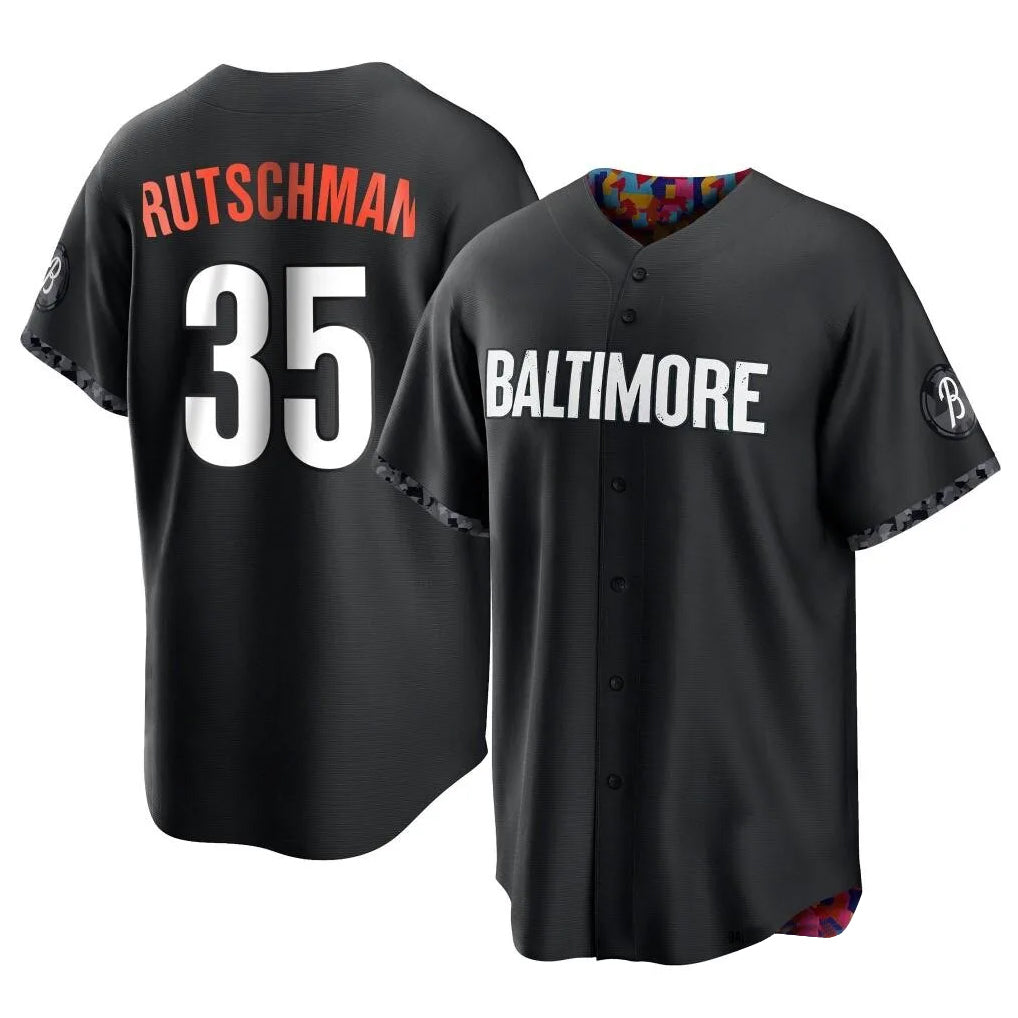 Elroe B.Orioles #35 Adley Rutschman Player Black City Connect Home Game Stitched Jerseys