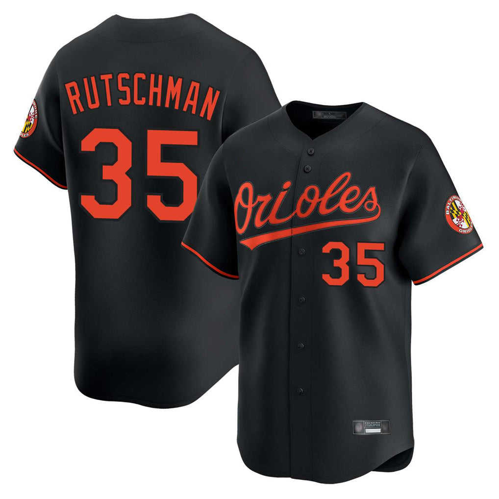 Elroe B.Orioles #35 Adley Rutschman Player Black Limited Home Game Stitched Jerseys
