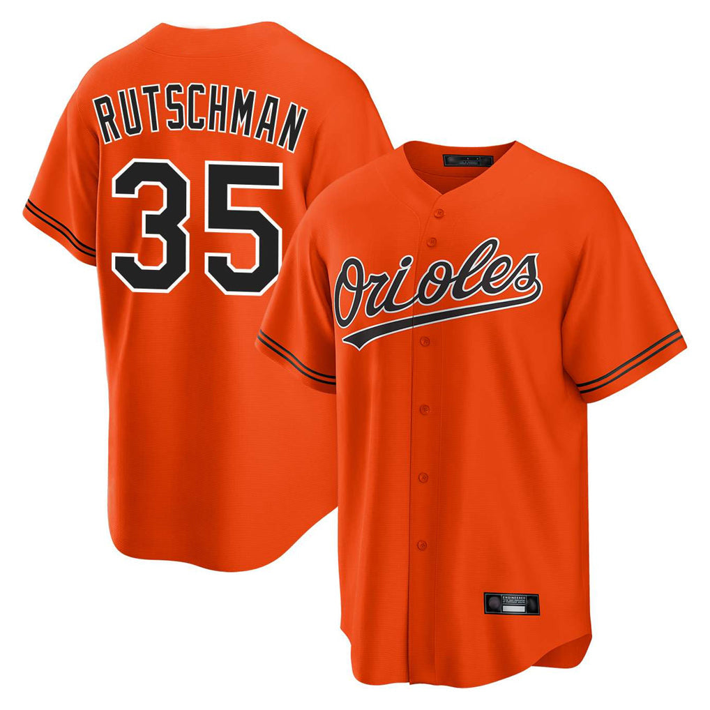 Elroe B.Orioles #35 Adley Rutschman Player Orange Home Game Stitched Jerseys