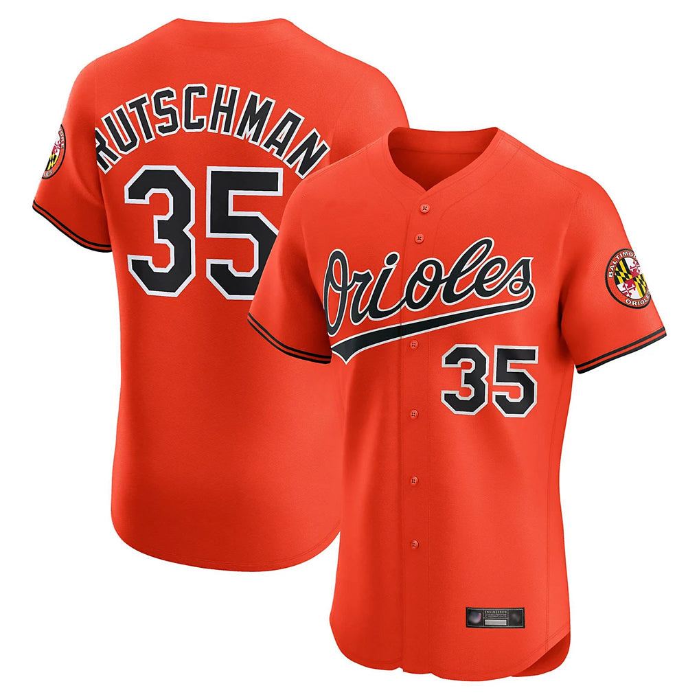 Elroe B.Orioles #35 Adley Rutschman Orange Limited Elite Home Game Stitched Jerseys