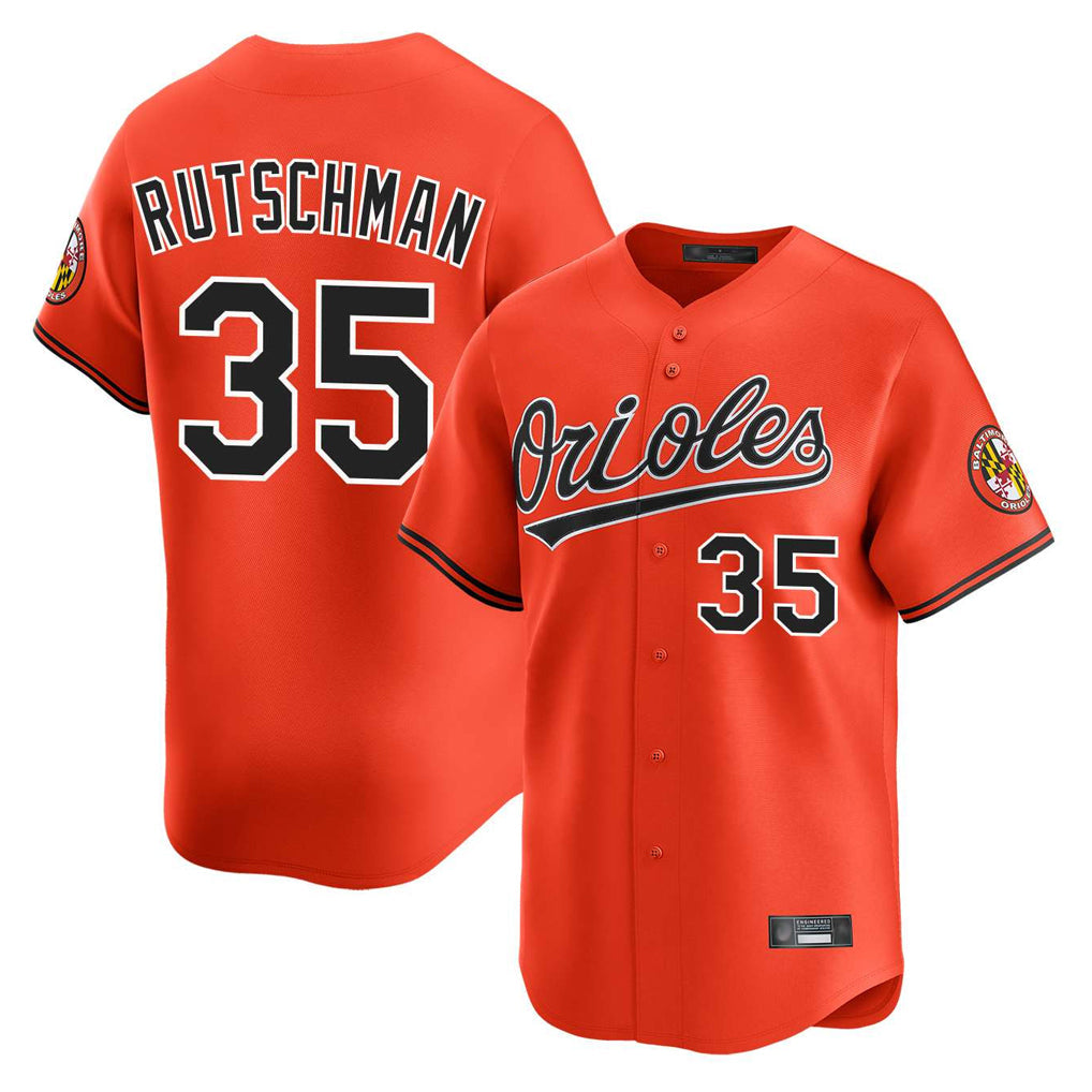 Elroe B.Orioles #35 Adley Rutschman Player Orange Limited Home Game Stitched Jerseys