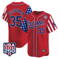 Elroe B.Orioles #35 Adley Rutschman Player Red USA 250 Independence Day Vapor Premier Limited Home Game Stitched Jerseys