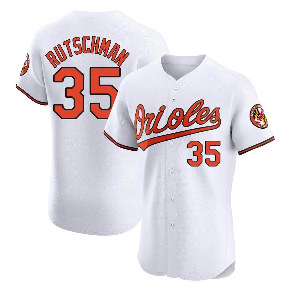 Elroe B.Orioles #35 Adley Rutschman White Limited Elite Home Game Stitched Jerseys
