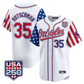 Elroe B.Orioles #35 Adley Rutschman White USA 250 Independence Day Vapor Premier Home Game Stitched Jerseys