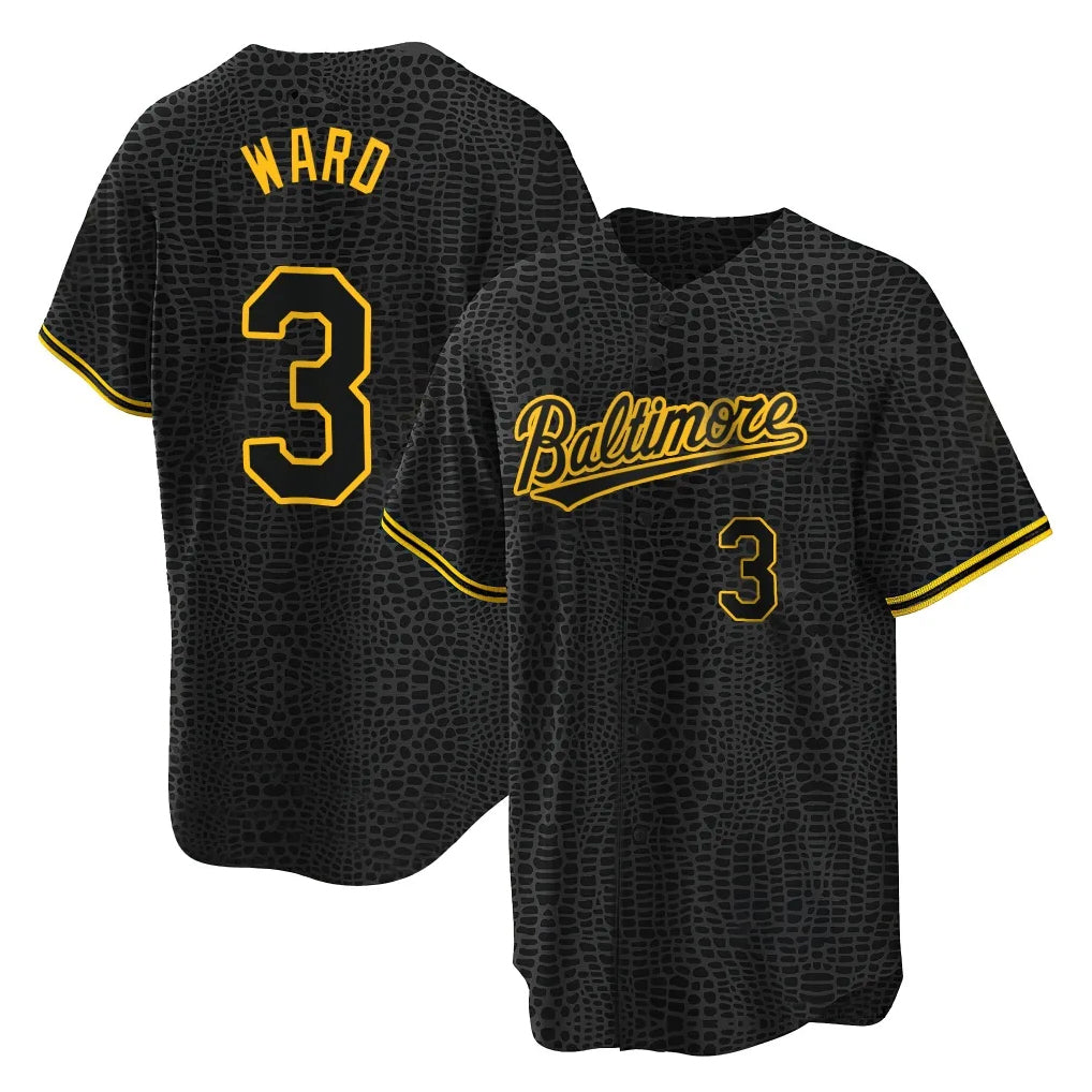 Elroe B.Orioles #3 Taylor Ward Player Black Snake Skin City Home Game Stitched Jerseys