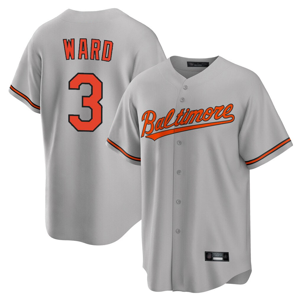 Elroe B.Orioles #3 Taylor Ward Player Gray Home Game Stitched Jerseys
