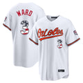 Elroe B.Orioles #3 Taylor Ward Player White USA 250 Fourth of July Home Game Stitched Jerseys