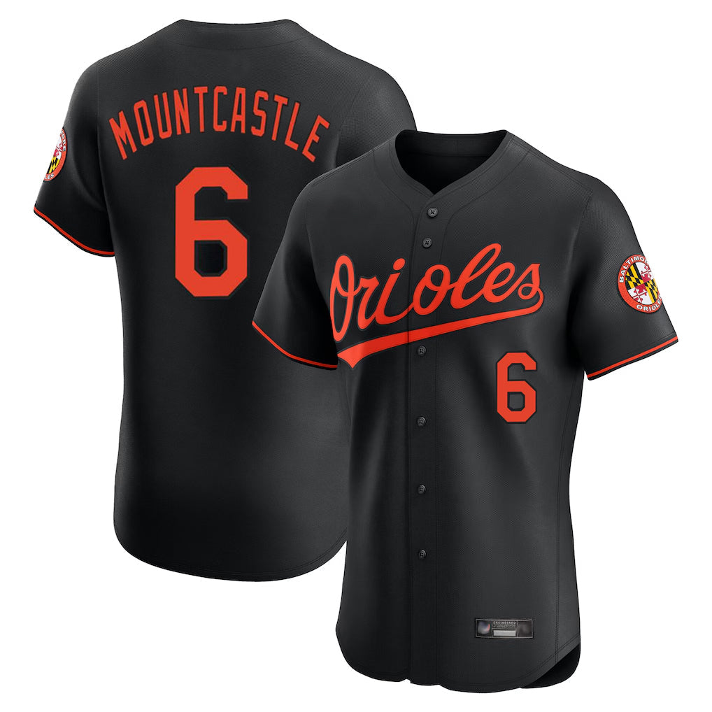 Elroe B.Orioles #6 Ryan Mountcastle Player Black Limited Elite Home Game Stitched Jerseys
