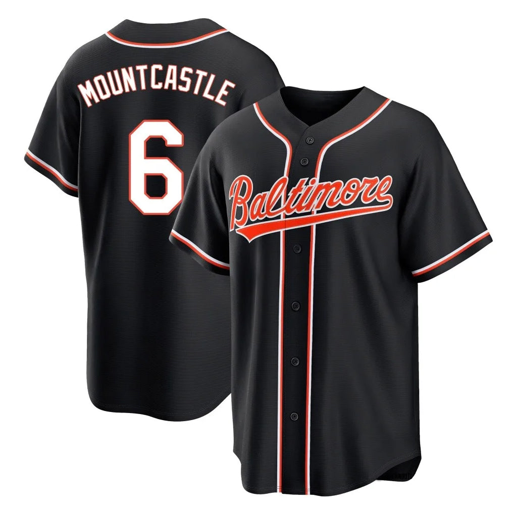 Elroe B.Orioles #6 Ryan Mountcastle Player Black Out Home Game Stitched Jerseys