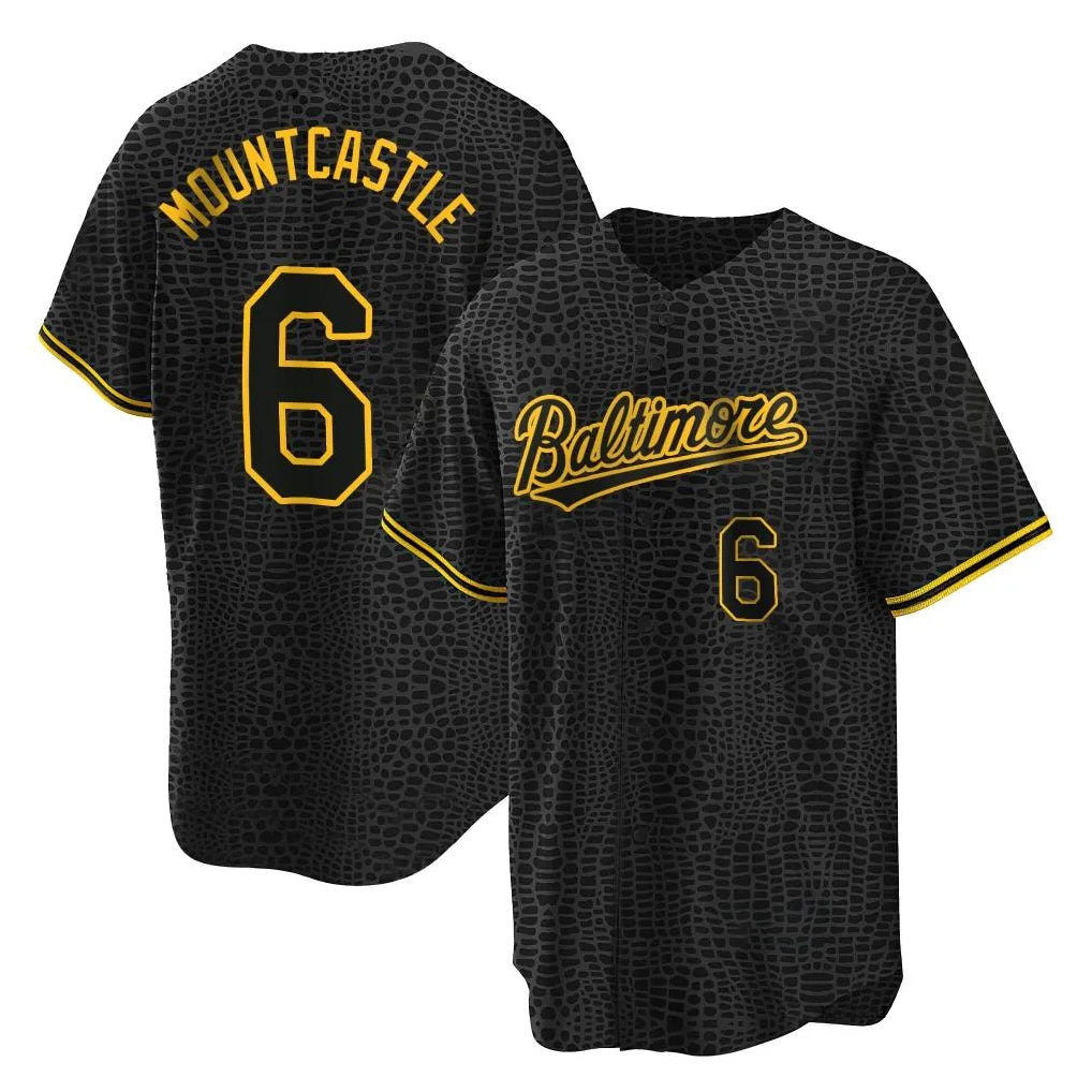 Elroe B.Orioles #6 Ryan Mountcastle Player Black Snake Skin City Home Game Stitched Jerseys