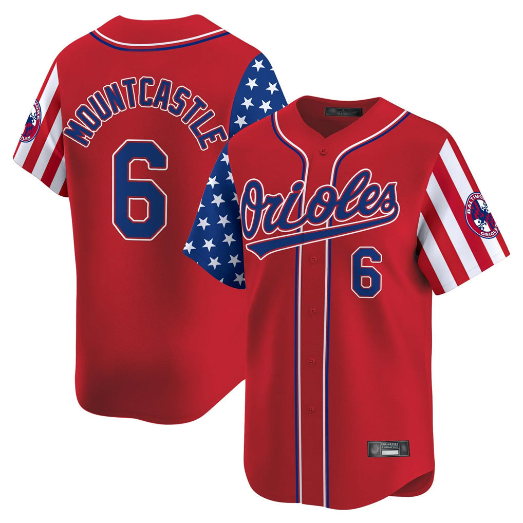 Elroe B.Orioles #6 Ryan Mountcastle Player Red Independence Day Vapor Premier Limited Home Game Stitched Jerseys