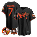 Elroe B.Orioles #7 Jackson Holliday Player Black 30th Anniversary of 2131 Home Game Stitched Jerseys