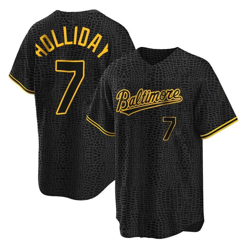 Elroe B.Orioles #7 Jackson Holliday Player Black Snake Skin City Home Game Stitched Jerseys