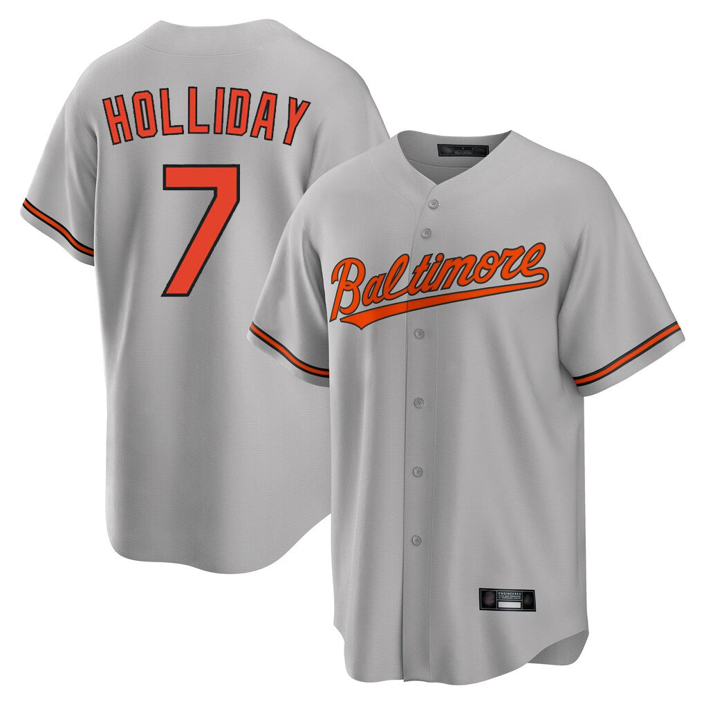 Elroe B.Orioles #7 Jackson Holliday Player Gray Home Game Stitched Jerseys