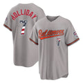 Elroe B.Orioles #7 Jackson Holliday Player Gray USA 250 Fourth of July Home Game Stitched Jerseys