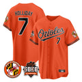 Elroe B.Orioles #7 Jackson Holliday Player Orange 30th Anniversary of 2131 Home Game Stitched Jerseys