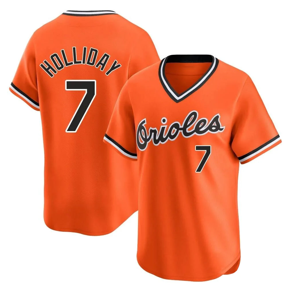 Elroe B.Orioles #7 Jackson Holliday Player Orange T-shirt Limited Home Game Stitched Jerseys