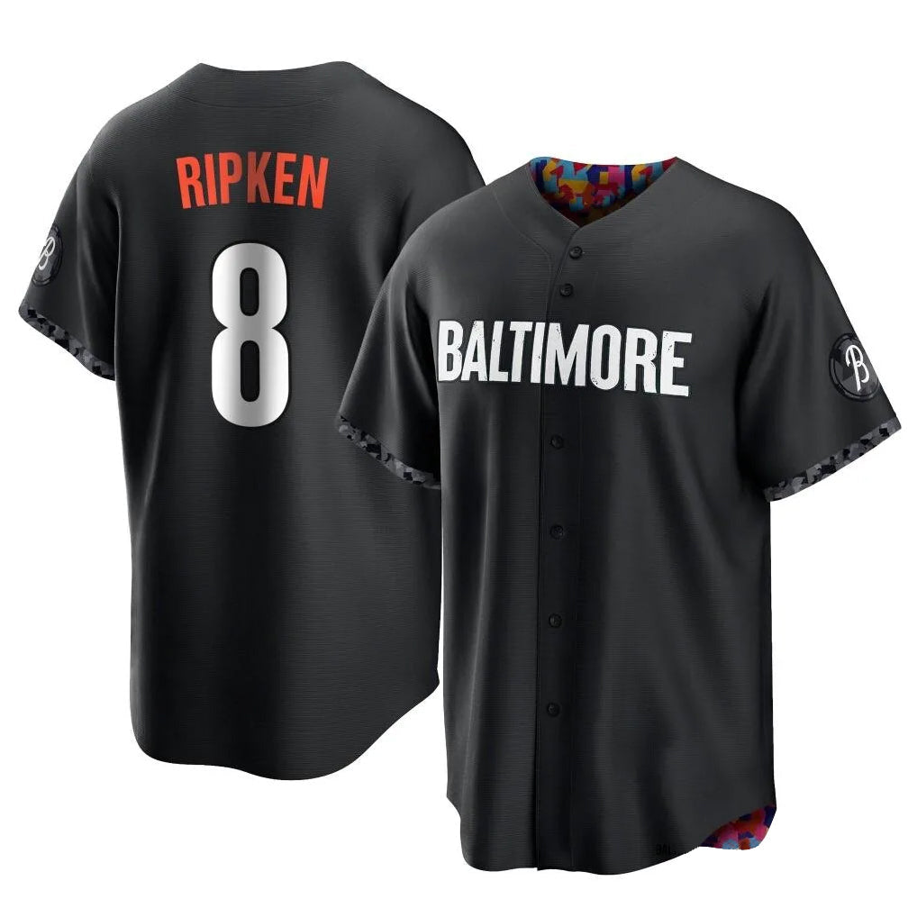 Elroe B.Orioles #8 Cal Ripken Player Black City Connect Home Game Stitched Jerseys