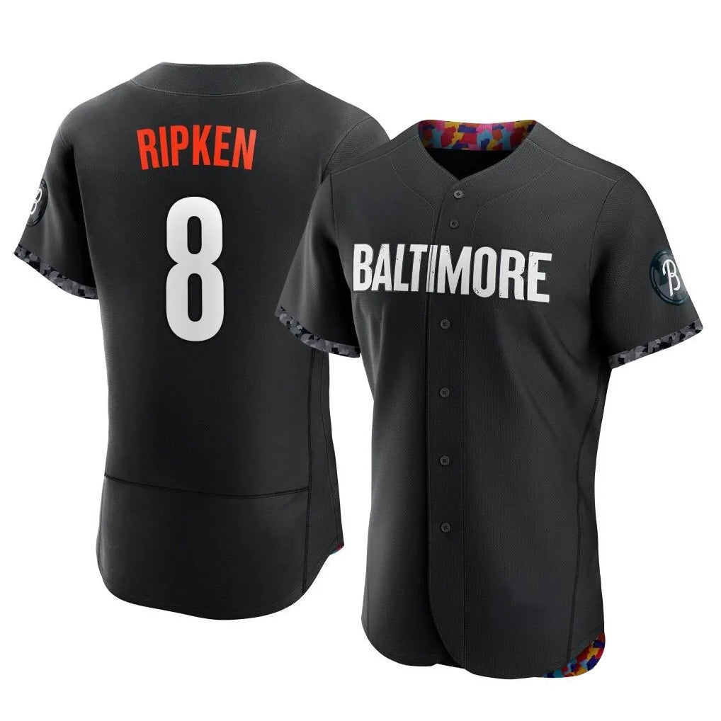Elroe B.Orioles #8 Cal Ripken Player Black City Connect Limited Elite Home Game Stitched Jerseys