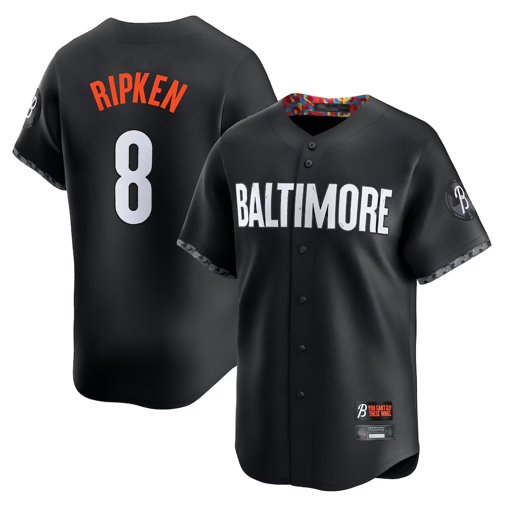 Elroe B.Orioles #8 Cal Ripken Player Black City Connect Limited Home Game Stitched Jerseys