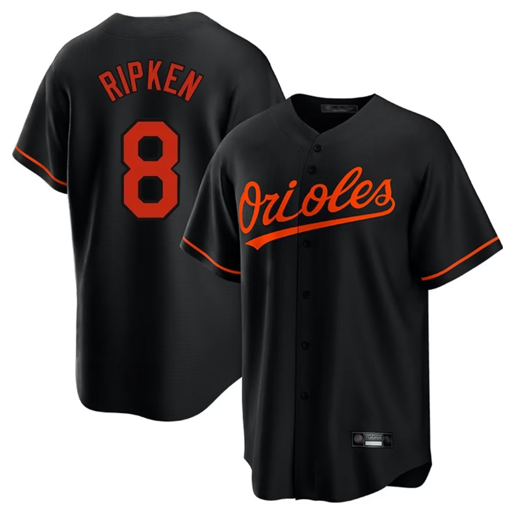 Elroe B.Orioles #8 Cal Ripken Player Black Home Game Stitched Jerseys