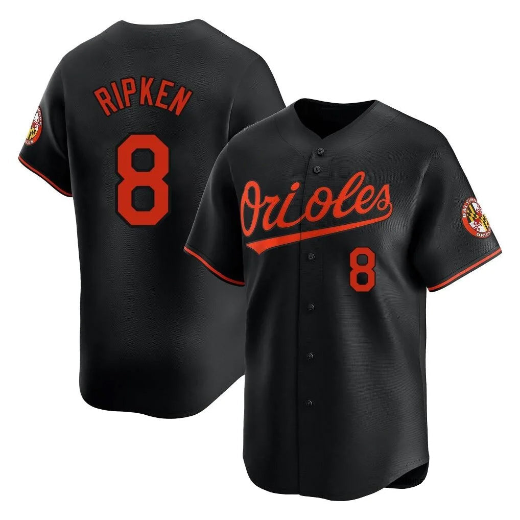 Elroe B.Orioles #8 Cal Ripken Player Black Limited Home Game Stitched Jerseys