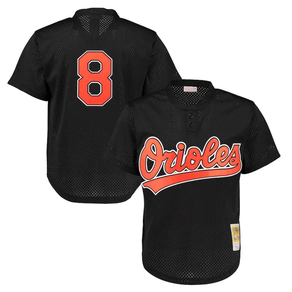 Elroe B.Orioles #8 Cal Ripken Player Black Mitchell & Ness 1997 Cooperstown Mesh Game Stitched Jerseys