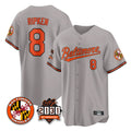Elroe B.Orioles #8 Cal Ripken Player Gray 30th Anniversary of 2131 Home Game Stitched Jerseys