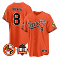 Elroe B.Orioles #8 Cal Ripken Player Orange 30th Anniversary of 2131 Home Game Stitched Jerseys