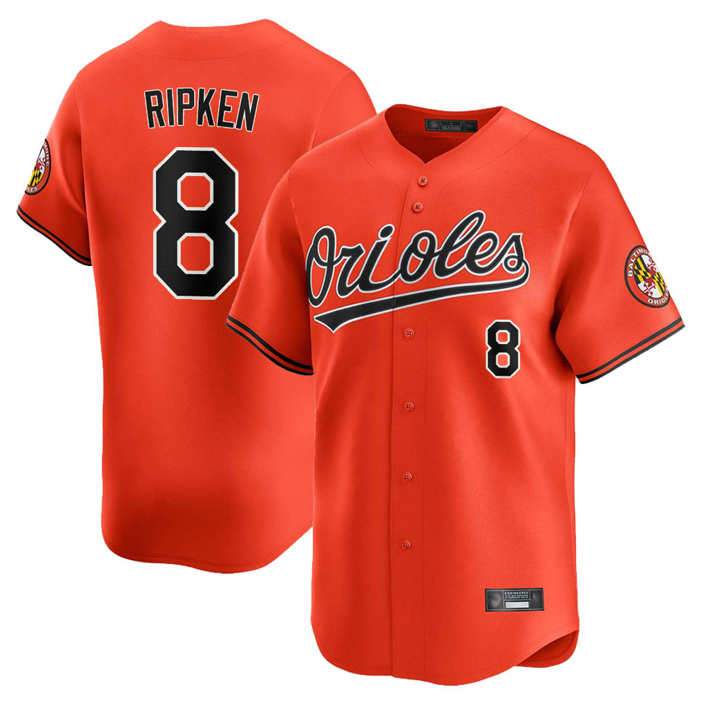Elroe B.Orioles #8 Cal Ripken Player Orange Limited Home Game Stitched Jerseys