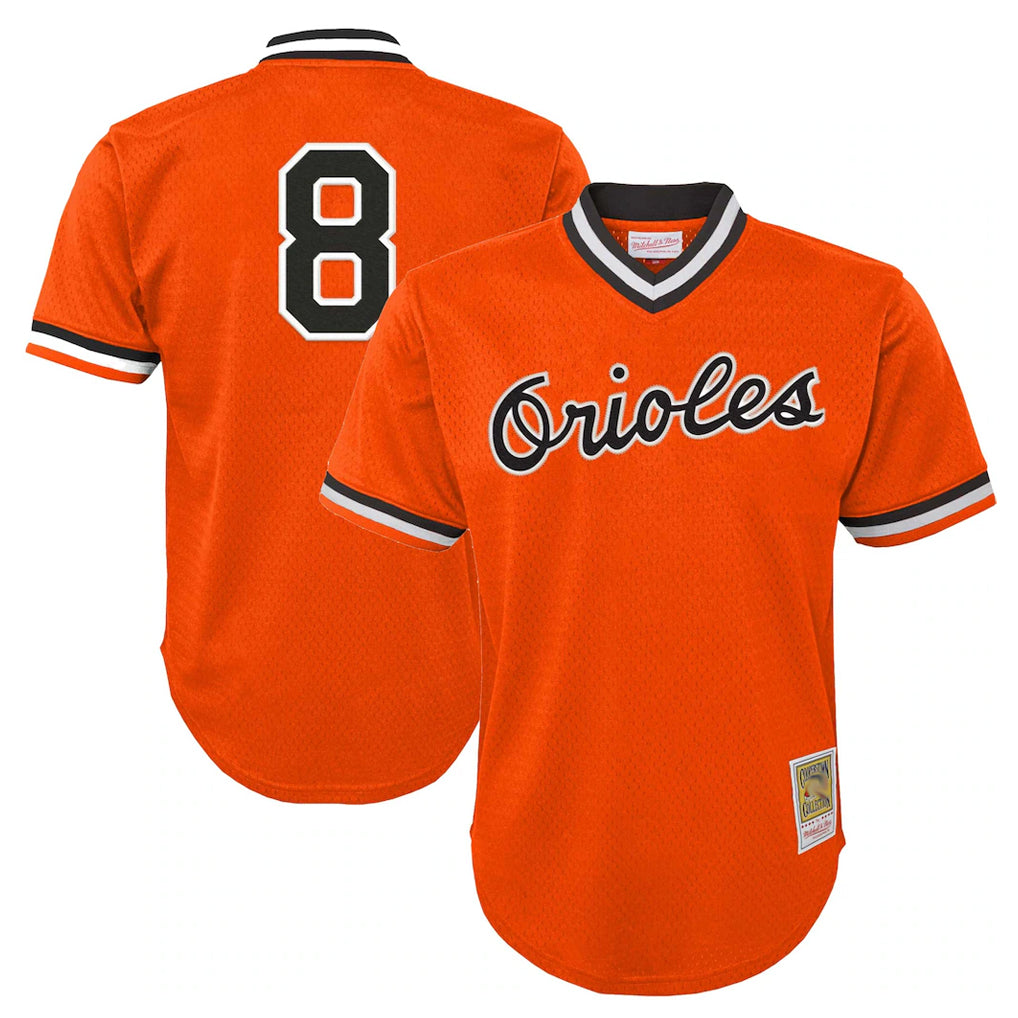 Elroe B.Orioles #8 Cal Ripken Player Orange Mitchell & Ness Cooperstown Collection Mesh T-shirt Game Stitched Jerseys