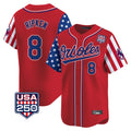 Elroe B.Orioles #8 Cal Ripken Player Red USA 250 Independence Day Vapor Premier Limited Home Game Stitched Jerseys