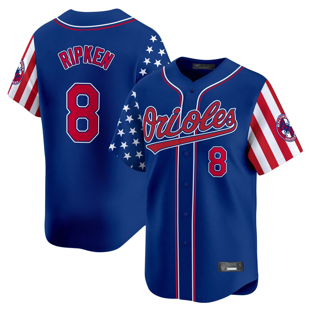 Elroe B.Orioles #8 Cal Ripken Player Royal Independence Day Vapor Premier Limited Home Game Stitched Jerseys