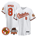 Elroe B.Orioles #8 Cal Ripken Player White 30th Anniversary of 2131 Home Game Stitched Jerseys