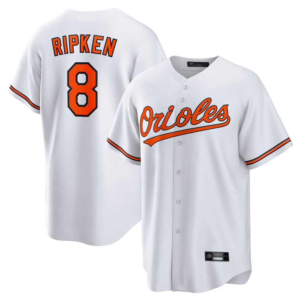 Elroe B.Orioles #8 Cal Ripken Player White Home Game Stitched Jerseys