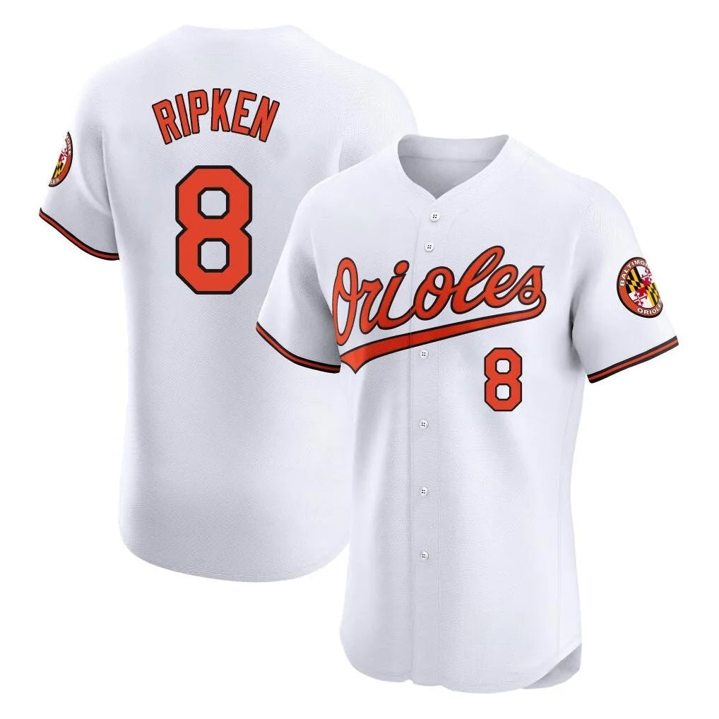 Elroe B.Orioles #8 Cal Ripken Player White Limited Elite Home Game Stitched Jerseys