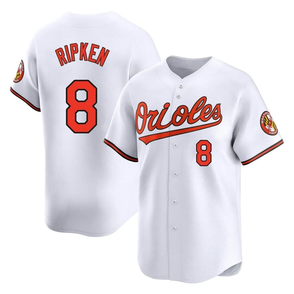 Elroe B.Orioles #8 Cal Ripken Player White Limited Home Game Stitched Jerseys