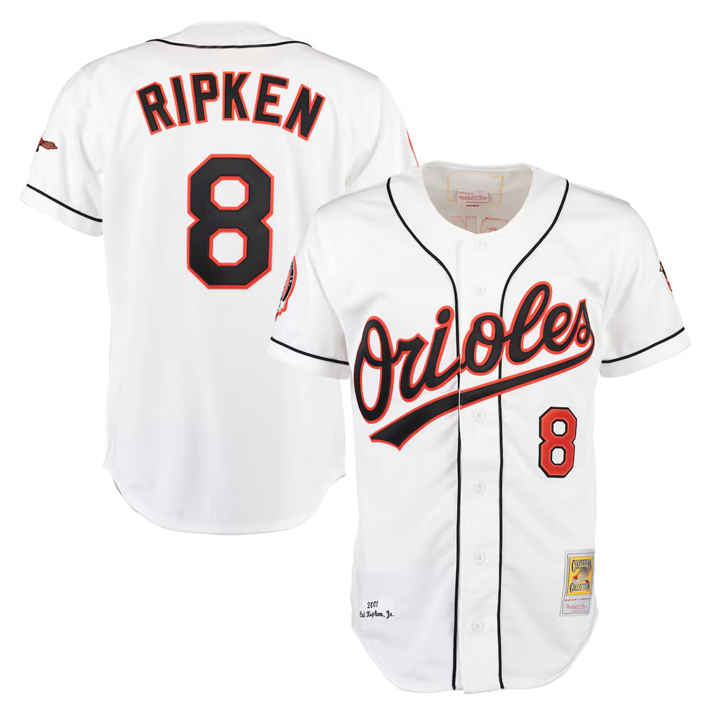 Elroe B.Orioles #8 Cal Ripken Player White Mitchell & Ness Home Game Stitched Jerseys