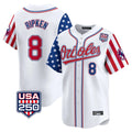 Elroe B.Orioles #8 Cal Ripken Player White USA 250 Independence Day Vapor Premier Home Game Stitched Jerseys