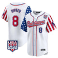Elroe B.Orioles #8 Cal Ripken Player White USA 250 Independence Day Vapor Premier Limited Home Game Stitched Jerseys