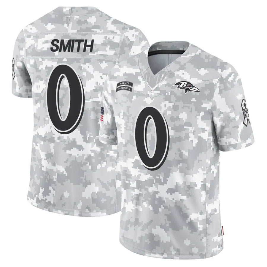 Elroe B.Ravens #0 Roquan Smith Player Arctic Camo Salute to Service Limited Stitched Jerseys