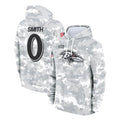 Elroe B.Ravens #0 Roquan Smith Player Arctic Camo Salute to Service Pullover Hoodie Stitched Jerseys