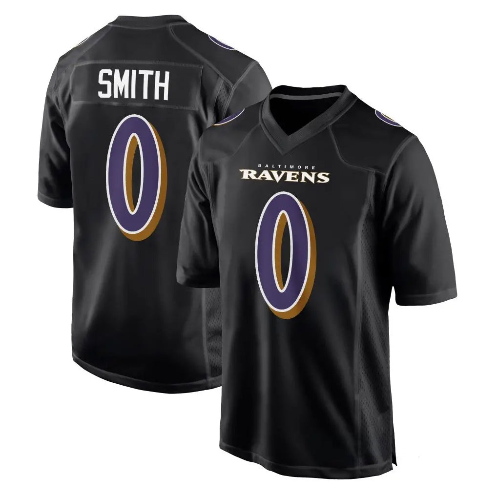 Elroe B.Ravens #0 Roquan Smith Player Black Carbon Fashion Home Game Stitched Jerseys