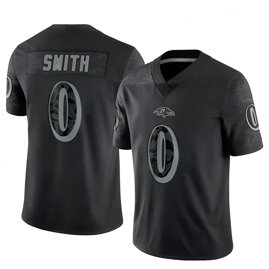 Elroe B.Ravens #0 Roquan Smith Player Black REFLECTIVE Limited Stitched Jerseys