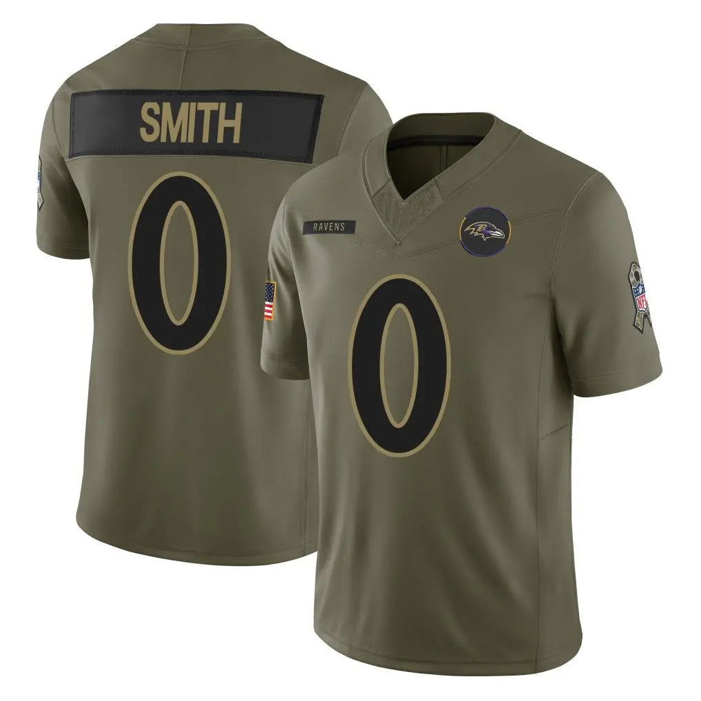 Elroe B.Ravens #0 Roquan Smith Player Olive Salute To Service Limited Home Game Stitched Jerseys