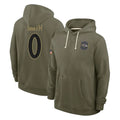 Elroe B.Ravens #0 Roquan Smith Player Olive Salute to Service Hoodie Stitched Jerseys